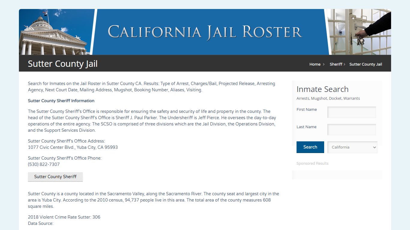 Sutter County Jail | Jail Roster Search